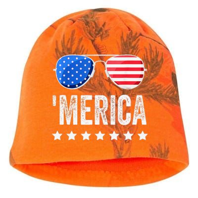 Funny American Flag Patriotic Fourth Kati - Camo Knit Beanie