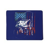 Fishing American Flag Vintage USA Bass Fisherman Gift Mousepad