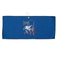 Fishing American Flag Vintage USA Bass Fisherman Gift Large Microfiber Waffle Golf Towel