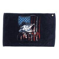 Fishing American Flag Vintage USA Bass Fisherman Gift Grommeted Golf Towel