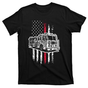 Fireman American Flag Red Line US Firefighter T-Shirt