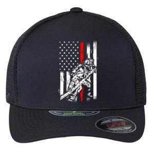 Firefighter American Flag For Us Fire Gift Flexfit Unipanel Trucker Cap