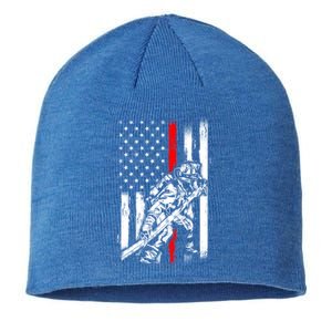 Firefighter American Flag For Us Fire Gift Sustainable Beanie