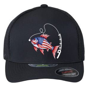 Fisherman American Flag Fishing Flexfit Unipanel Trucker Cap