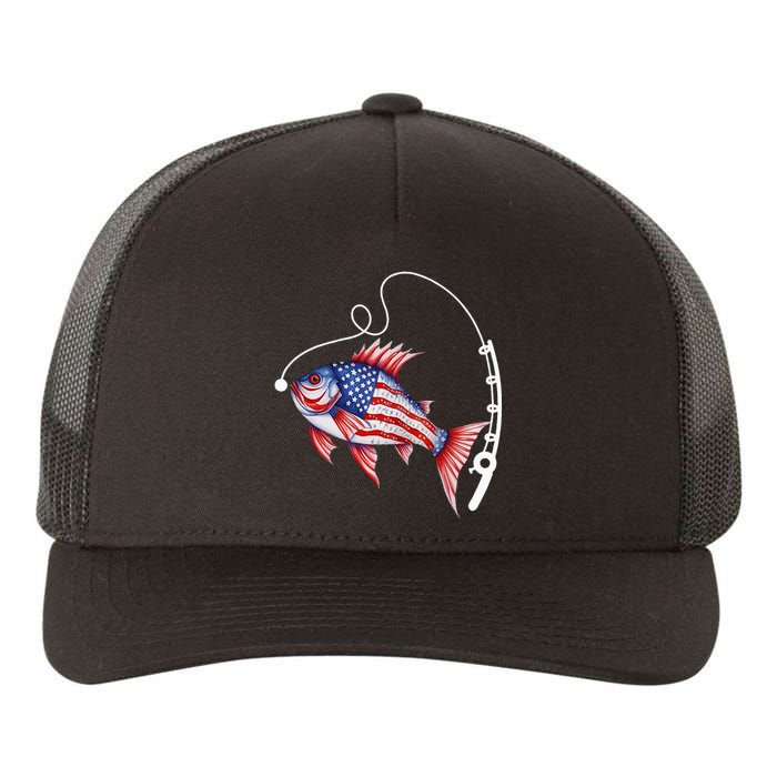 Fisherman American Flag Fishing Yupoong Adult 5-Panel Trucker Hat