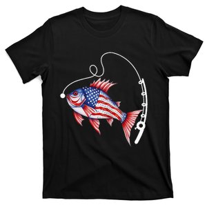 Fisherman American Flag Fishing T-Shirt