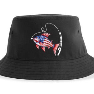 Fisherman American Flag Fishing Sustainable Bucket Hat