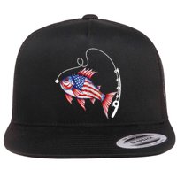 Fisherman American Flag Fishing Flat Bill Trucker Hat