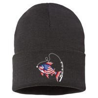 Fisherman American Flag Fishing Sustainable Knit Beanie