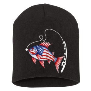 Fisherman American Flag Fishing Short Acrylic Beanie