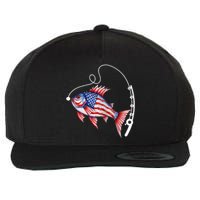 Fisherman American Flag Fishing Wool Snapback Cap