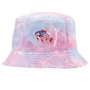 Fisherman American Flag Fishing Tie-Dyed Bucket Hat