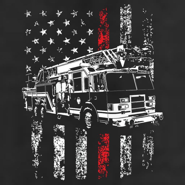 Fireman American Flag Thin Red Line Firefighter Garment-Dyed Fleece Hoodie