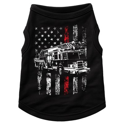 Fireman American Flag Thin Red Line Firefighter Doggie Tank