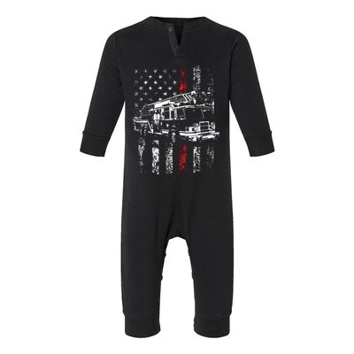 Fireman American Flag Thin Red Line Firefighter Infant Fleece One Piece