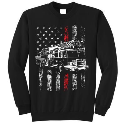 Fireman American Flag Thin Red Line Firefighter Sweatshirt