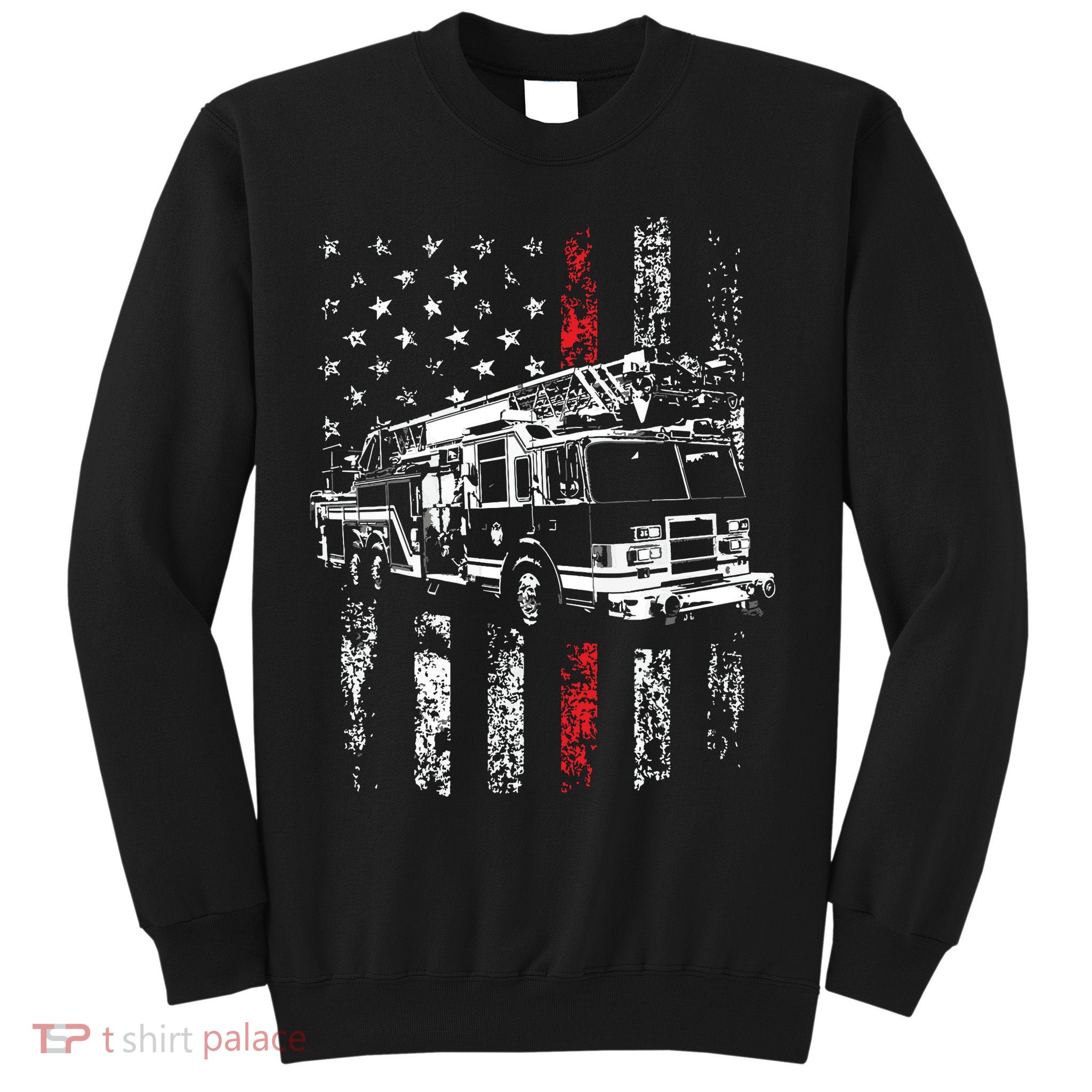 Fireman American Flag Thin Red Line Firefighter Sweatshirt