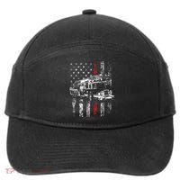 Fireman American Flag Thin Red Line Firefighter 7-Panel Snapback Hat