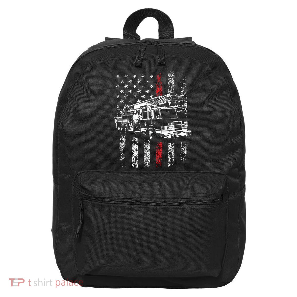 Fireman American Flag Thin Red Line Firefighter 16 in Basic Backpack