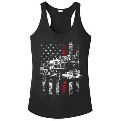 Fireman American Flag Thin Red Line Firefighter Ladies PosiCharge Competitor Racerback Tank