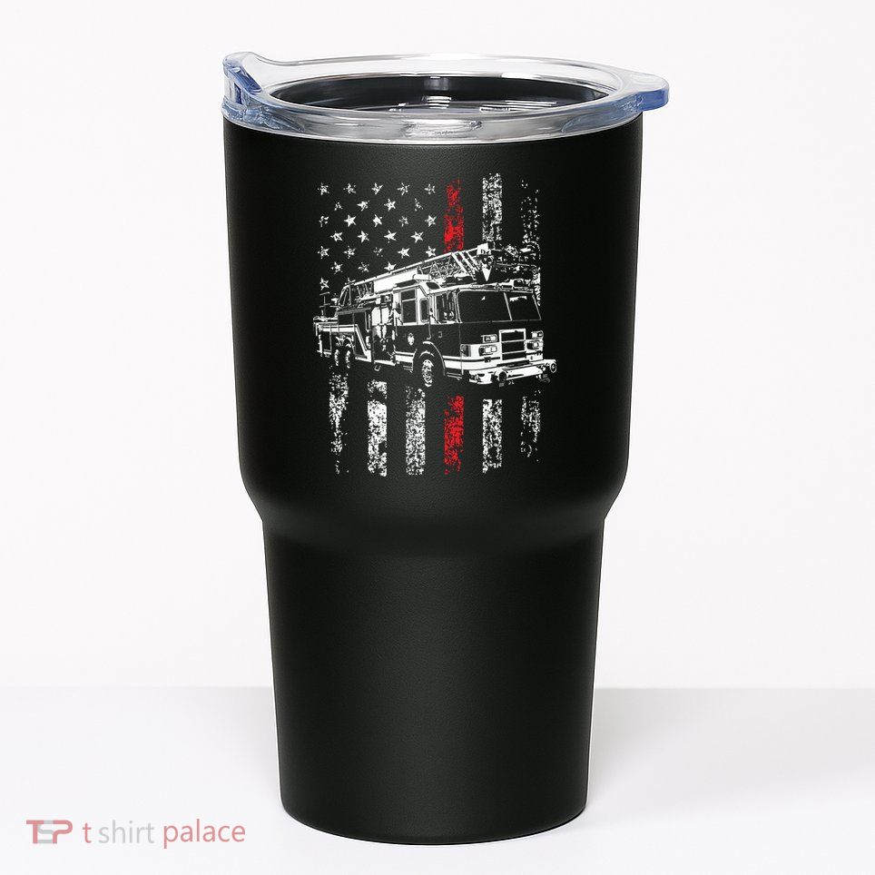 Fireman American Flag Thin Red Line Firefighter Tumbler