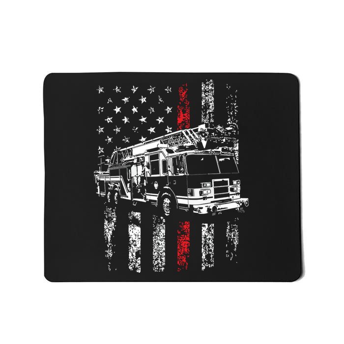 Fireman American Flag Thin Red Line Firefighter Mousepad