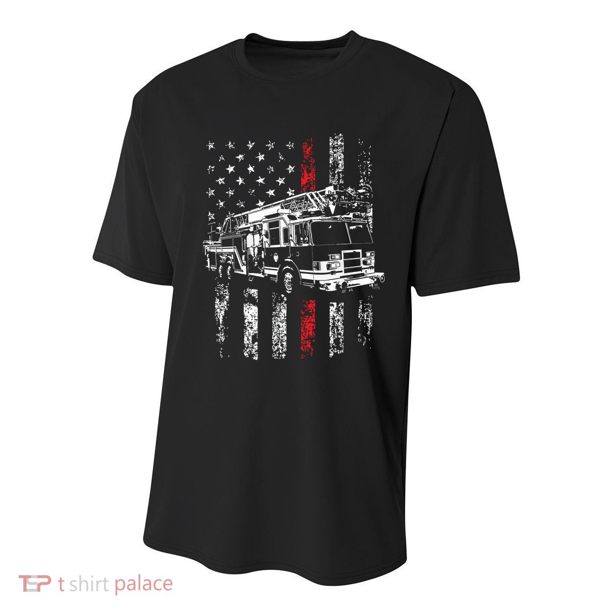 Fireman American Flag Thin Red Line Firefighter Youth Performance Sprint T-Shirt
