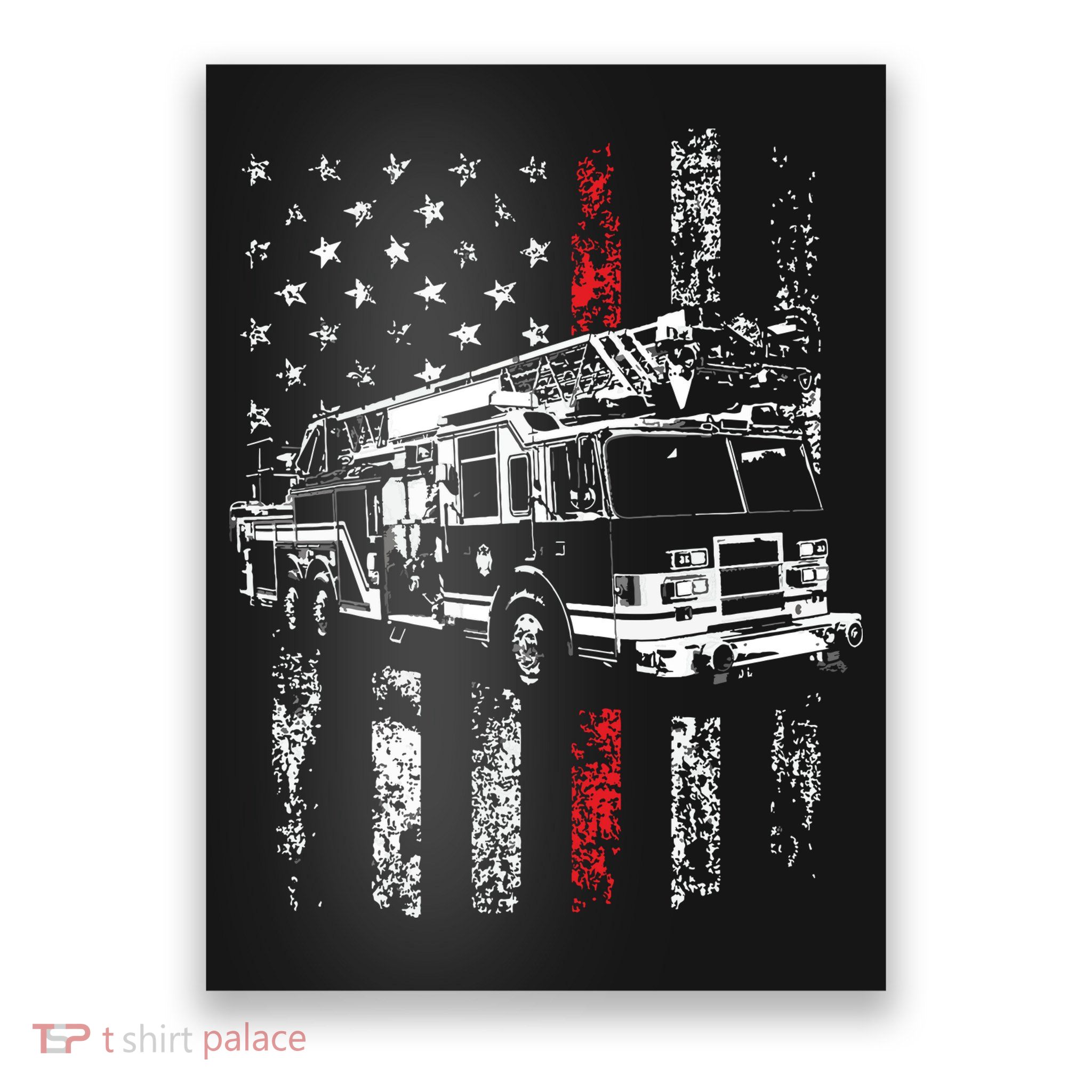 Fireman American Flag Thin Red Line Firefighter Poster