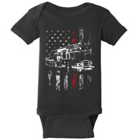 Fireman American Flag Thin Red Line Firefighter Baby Bodysuit