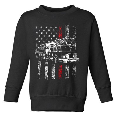 Fireman American Flag Thin Red Line Firefighter Toddler Sweatshirt