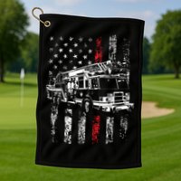 Fireman American Flag Thin Red Line Firefighter Golf Towel