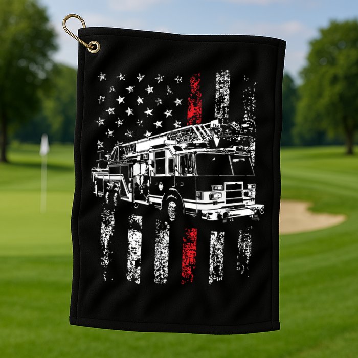 Fireman American Flag Thin Red Line Firefighter Golf Towel