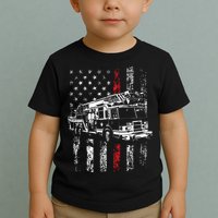 Fireman American Flag Thin Red Line Firefighter Toddler T-Shirt