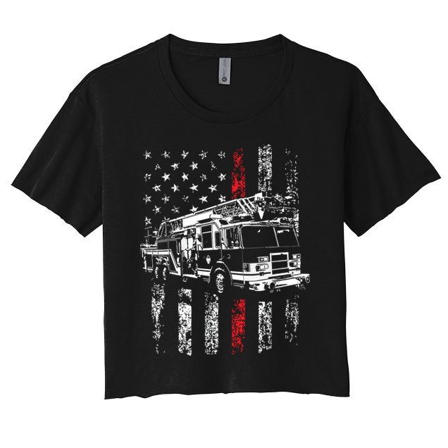 Fireman American Flag Thin Red Line Firefighter Crop Top