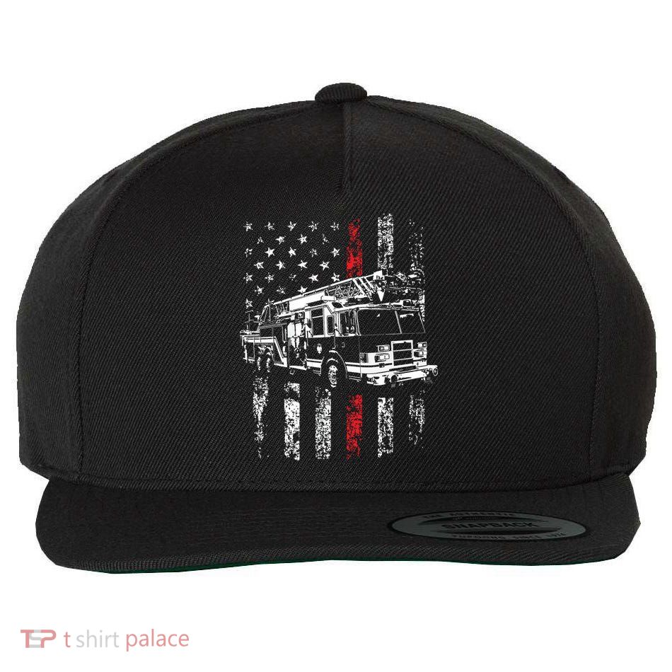 Fireman American Flag Thin Red Line Firefighter Wool Snapback Cap
