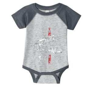 Fireman American Flag Thin Red Line Firefighter Infant Baby Jersey Bodysuit