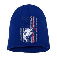 Fishing American Flag Vintage Usa Bass Fisher Great Gift Short Acrylic Beanie