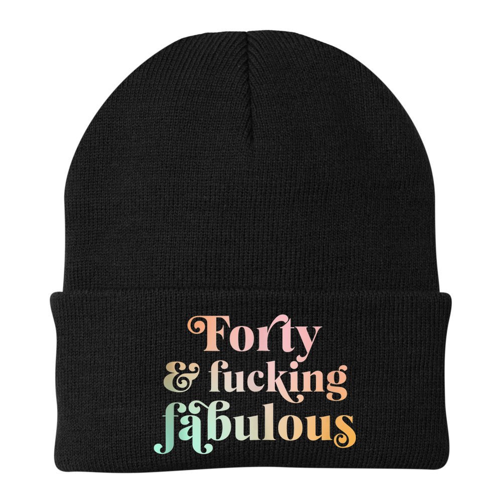 Forty and fucking fabulous funny retro 40th birthday Beanie
