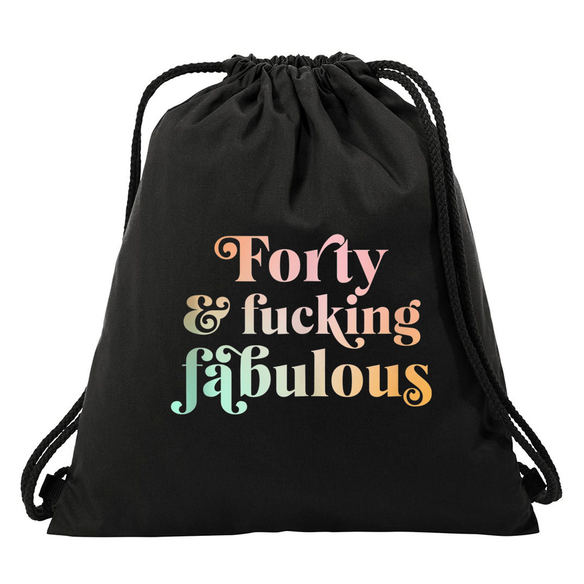 Forty and fucking fabulous funny retro 40th birthday Drawstring Bag
