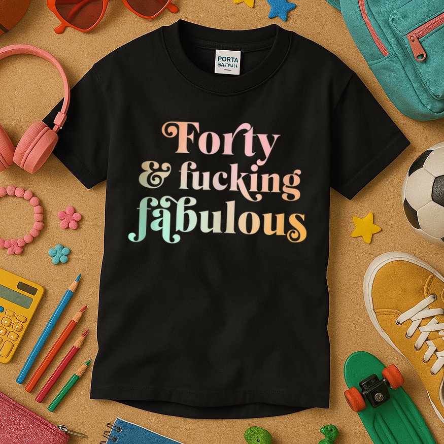 Forty and fucking fabulous funny retro 40th birthday Kids T-Shirt