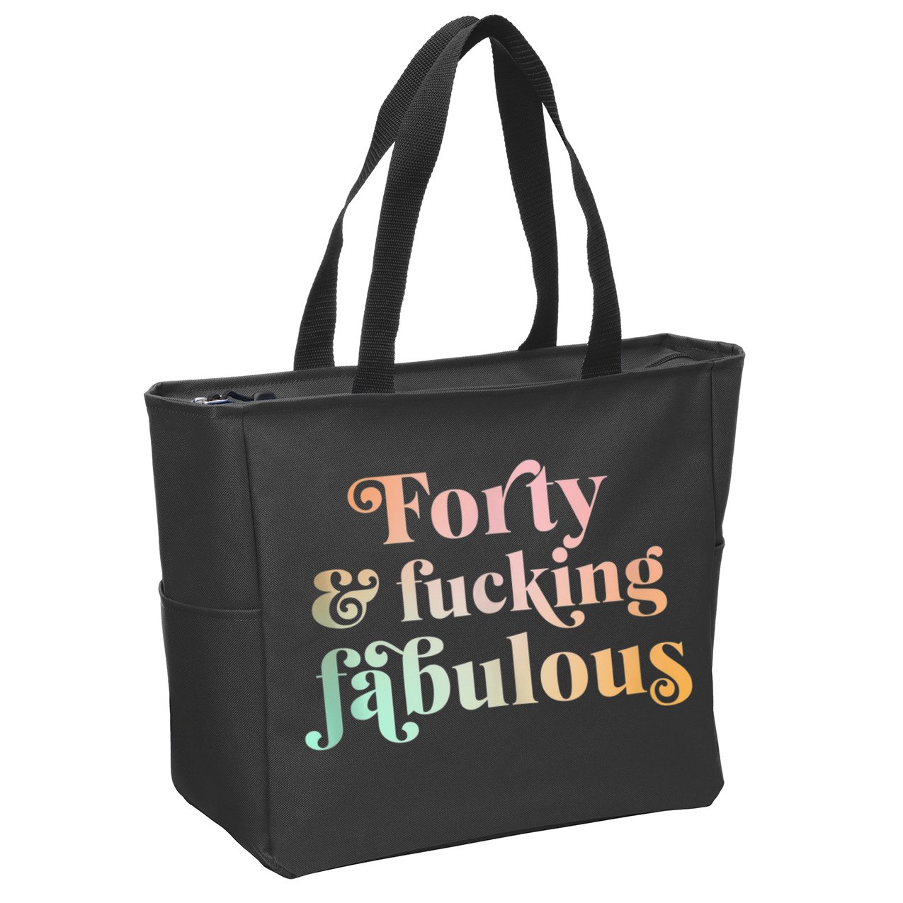 Forty and fucking fabulous funny retro 40th birthday Zip Tote Bag