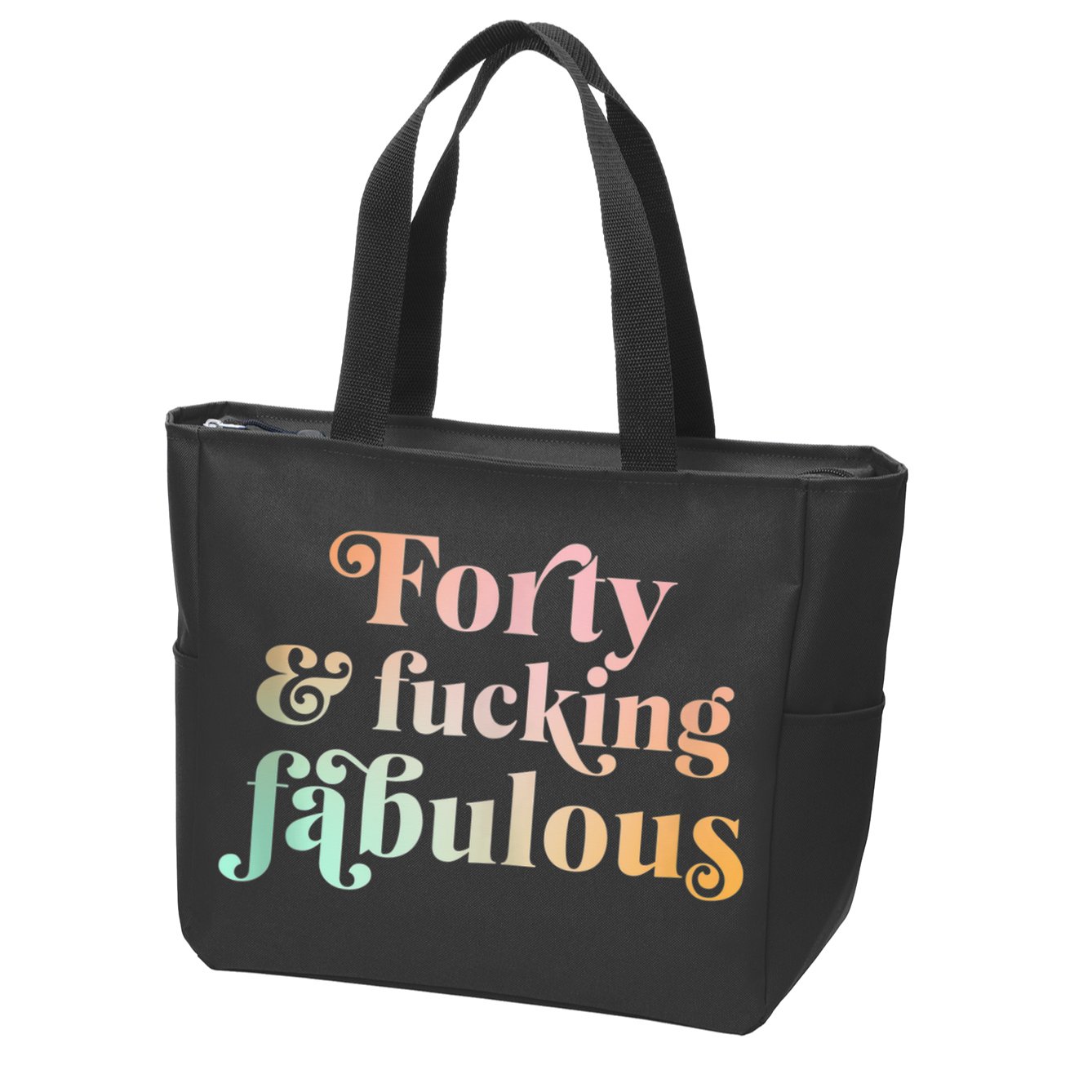 Forty and fucking fabulous funny retro 40th birthday Zip Tote Bag