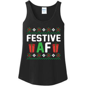 Festive Af Funny Holidays Gift Ladies Essential Tank