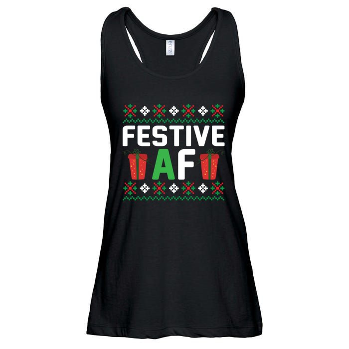 Festive Af Funny Holidays Gift Ladies Essential Flowy Tank