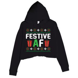 Festive Af Funny Holidays Gift Crop Fleece Hoodie