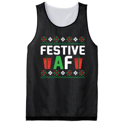 Festive Af Funny Holidays Gift Mesh Reversible Basketball Jersey Tank