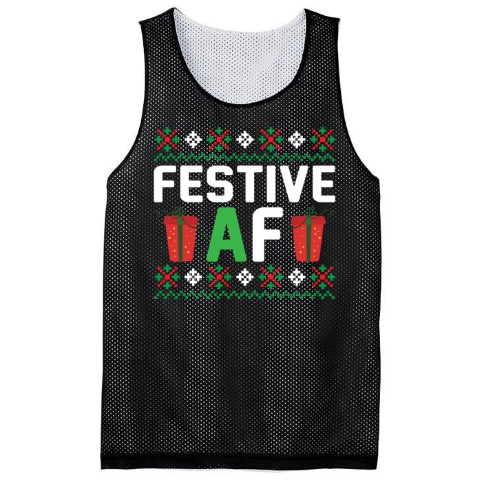 Festive Af Funny Holidays Gift Mesh Reversible Basketball Jersey Tank