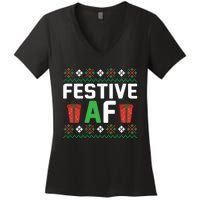 Festive Af Funny Holidays Gift Women's V-Neck T-Shirt