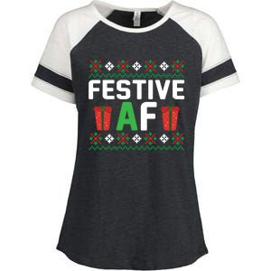 Festive Af Funny Holidays Gift Enza Ladies Jersey Colorblock Tee