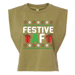 Festive Af Funny Holidays Gift Garment-Dyed Women's Muscle Tee